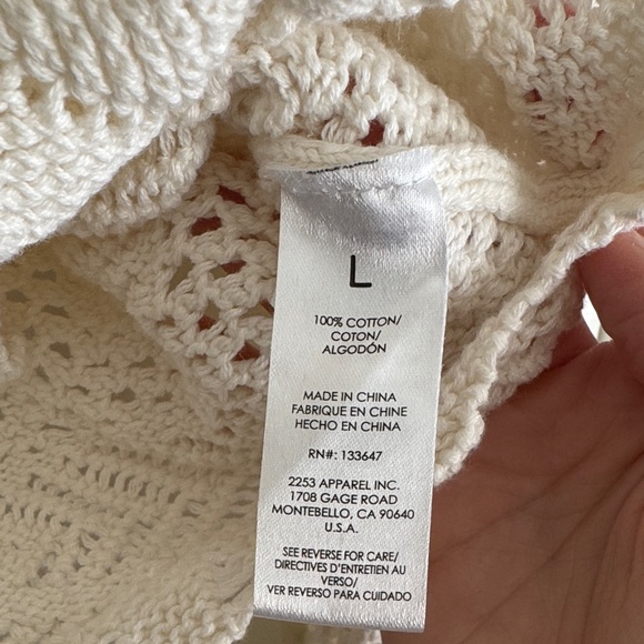 Celebrity Pink Cream Crochet Tie-Front Cardigan - Picture 4 of 4